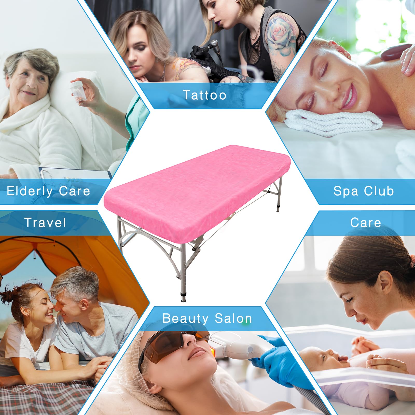 Disposable Fitted Sheets for Massage Beds - Pink -5