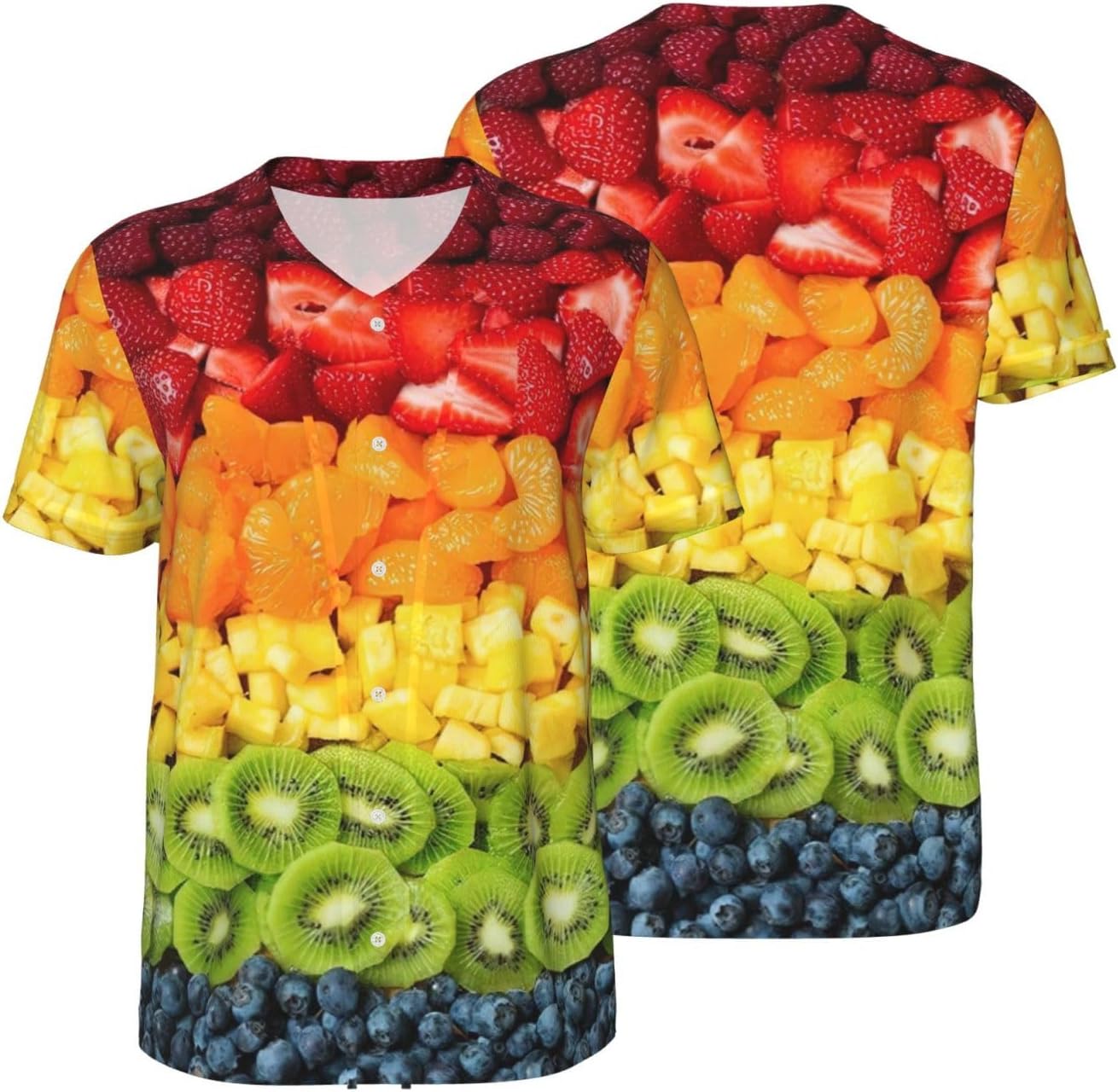 Fruit Rainbow Stylish Softball Jersey,Personalized and Breathable Baseball Button Down for Men for All Seasons and Occasions