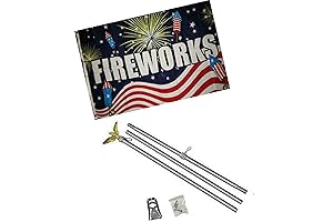 3'x5' Advertising Fireworks Fire Cracker Flag Aluminum Pole Kit Set 3'x5' Wall...