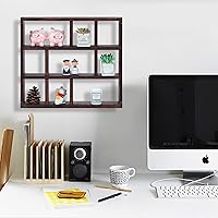Vista 4 de FIRMINANA Estante rústico de sombra, 17.7 x 15.7 pulgadas, montado en la pared (vertical u horizontal), estantes flotantes de madera rústica de 9