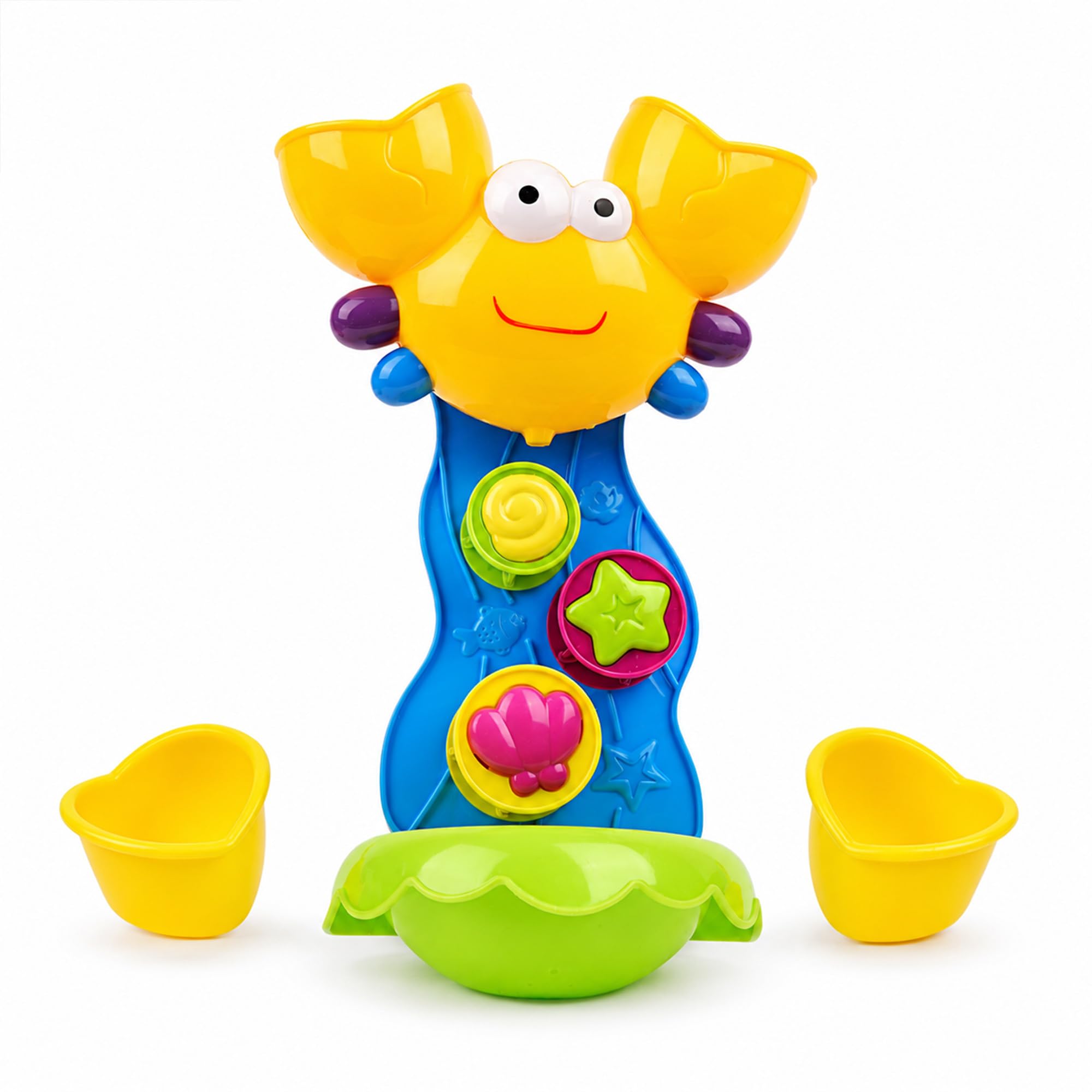 NAVOYS Crab Bath Toy for Toddlers 12 Months+ – Interactive Pour & Spin Water Bath Toy with Spinning Wheels, Suction Cups & Pouring Cups – Colourful Sensory Bath Toys for Babies, Kids & Toddlers