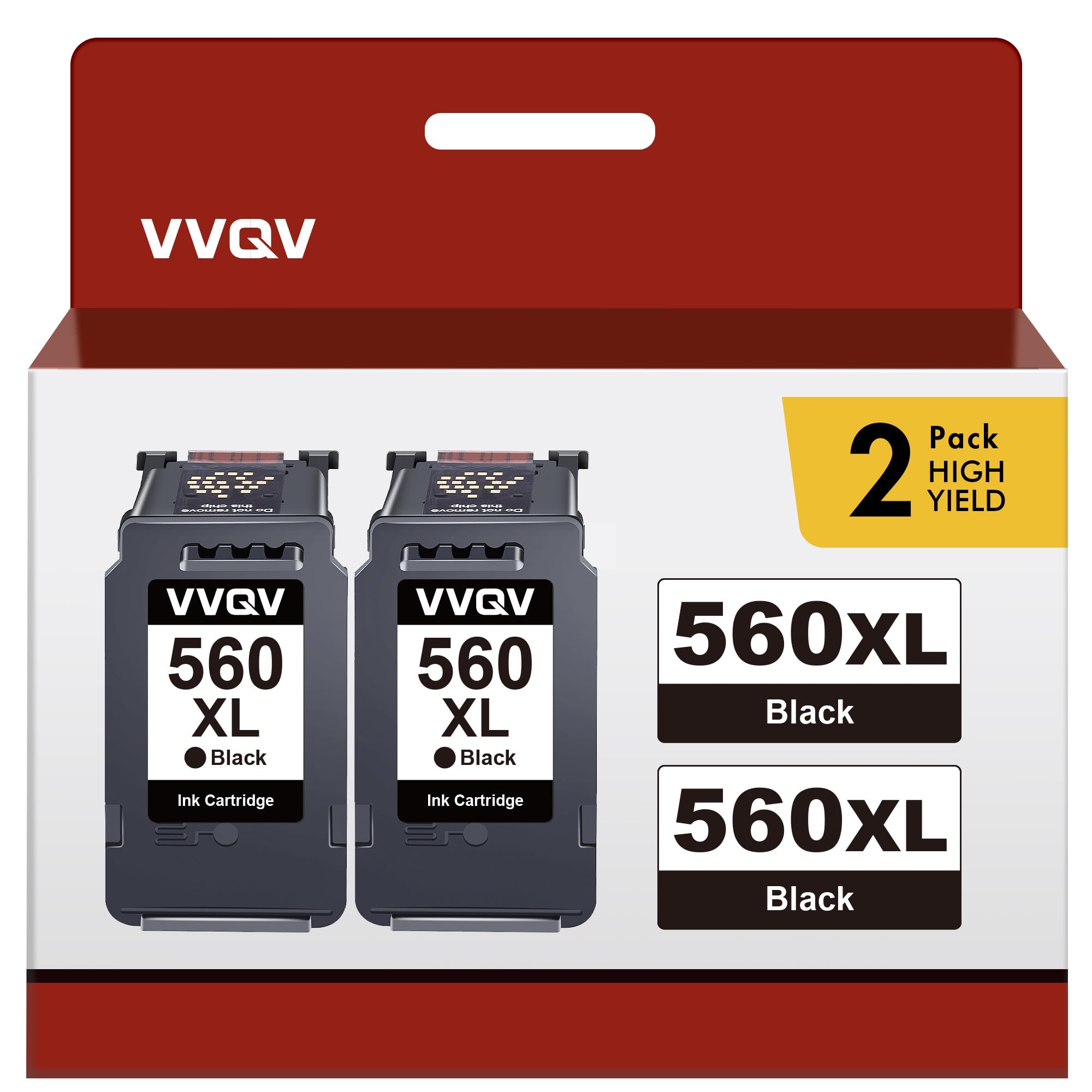VVQV PG-560XL PG-560 XL Ersatz für Canon 560 Druckerpatronen für Canon PG 560 Schwarz für Pixma TS5350 TS5351 TS5352 TS5353 TS7450 TS7451 (2 Schwarz)