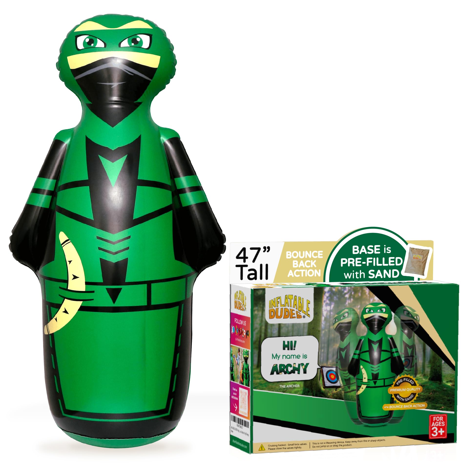 Inflatable Dudesninja Kids Punching Bag Already Filled With Sand