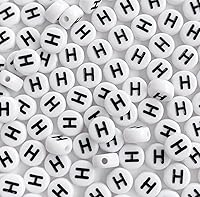 Vista 12 de 100 cuentas de letras blancas redondas de acrílico del alfabeto, cuentas de la letra L, para hacer joyas, pulseras, collares, llaveros, bricolaje