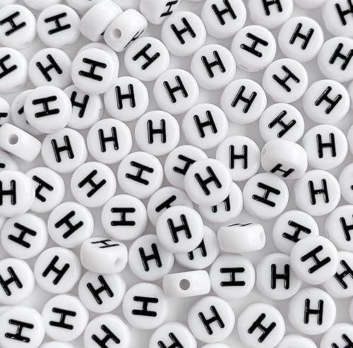 Miniatura 12 de 100 cuentas de letras blancas redondas de acrílico del alfabeto, cuentas de la letra L, para hacer joyas, pulseras, collares, llaveros, bricolaje