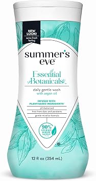 Summers Eve Essential Botanicals All-Over Daily Feminine Wash with Argan Oil, Gentle pH-Balanced Body Wash for Women, Removes Vaginal Odor and Refreshes, 12 Fl Oz