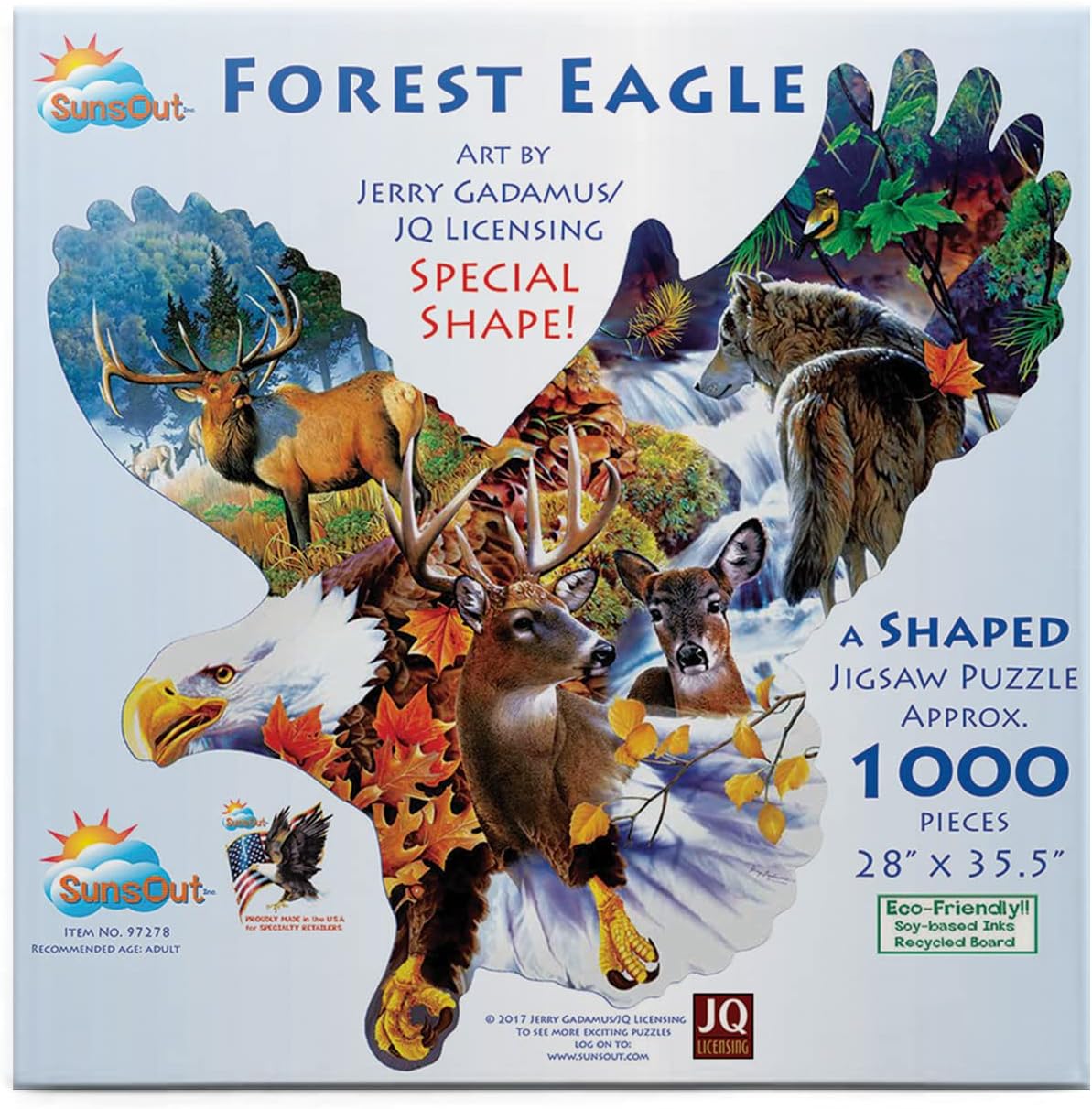 SUNSOUT INC - Forest Eagle - 1000 pc Special Shape Jigsaw Puzzle by Artist: Jerry Gadamus - Finished Size 28" x 35.5" - MPN# 97278