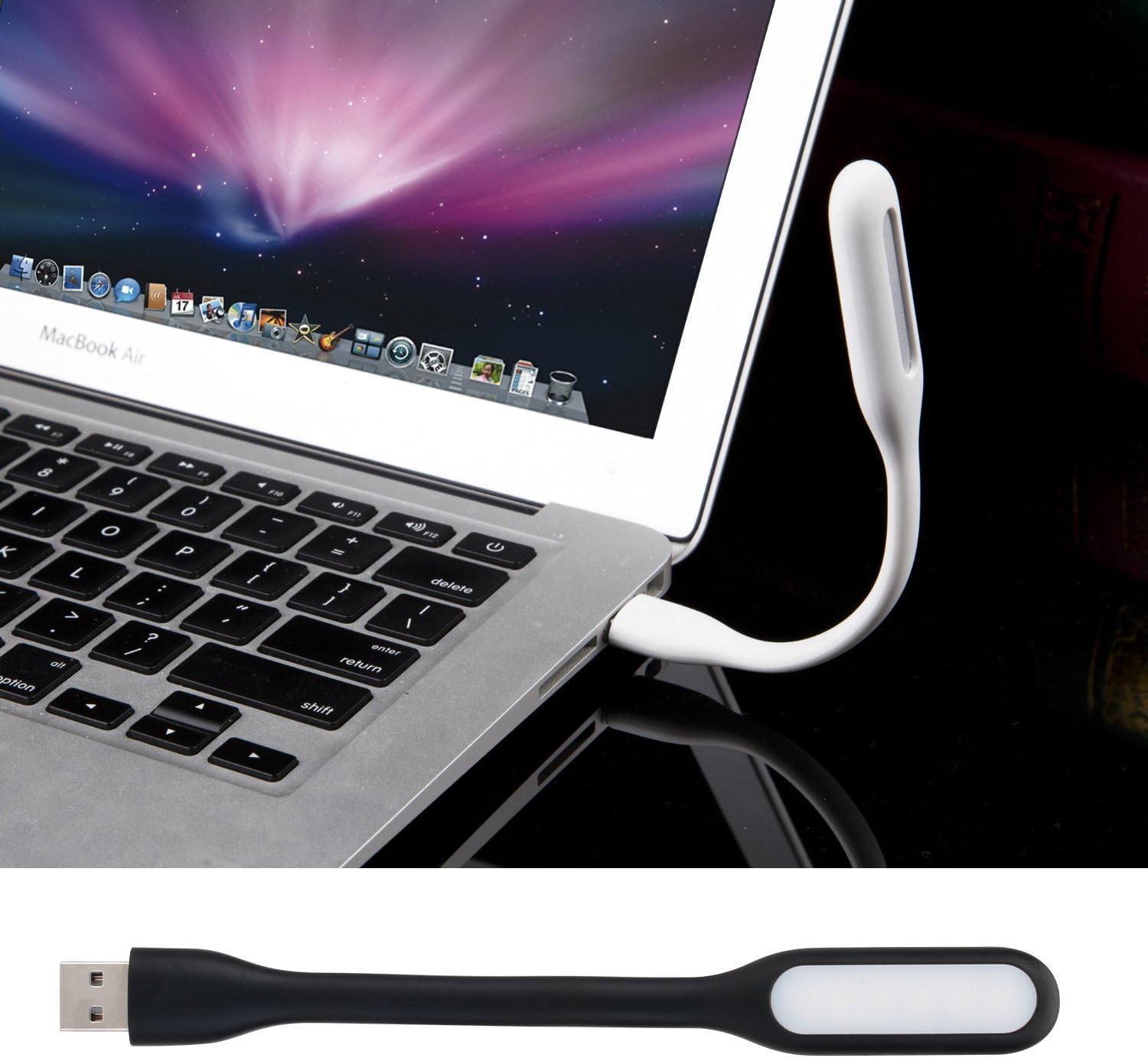 Portable Mini USB Led Lamp Light (Warm White) with Flexible Adjust Angle for PC & Mac/Laptop/Power Bank - Black