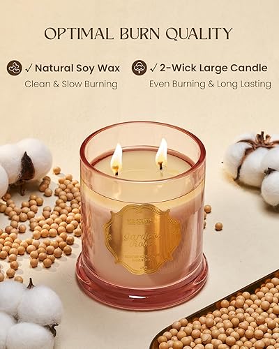 Miniatura 4 de M&SENSE Velas de rosas aromáticas para el hogar, velas de soja orgánicas, no tóxicas, sin hollín, vela en tarro grande de 12.7 onzas, 75 horas de