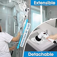 Vista 6 de Electric Spin Scrubber, Shower Scrubber with Long Handle & 3 Speeds, 5200mAh Rechargeable Cordless Power Scrubber, Retractable & Adjustable Angle