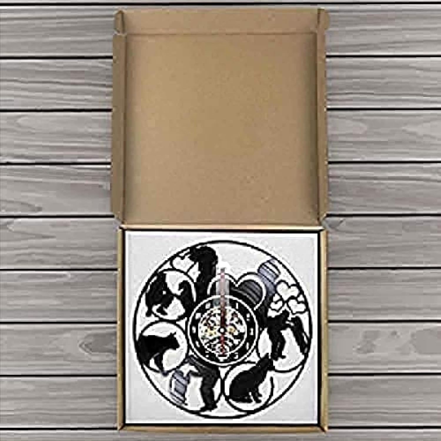 Wall Clock Battery Operated Silent Non-Ticking 12 Inch Vinyl Pet Grooming Vinyl Record Clock Pet Health Clinic Pet Hospital Wall Sign Dog Cat Grooming Wall Decorative Wall Clock