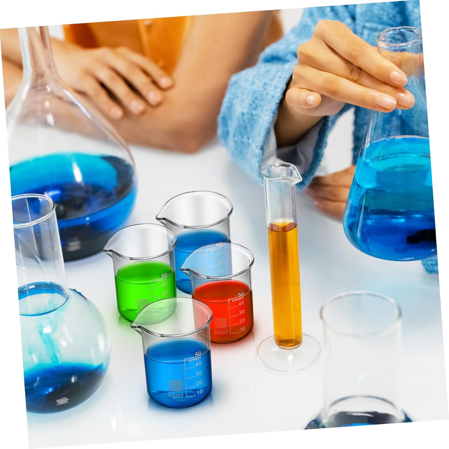 Alipis Laboratory Supplies 20pcs Flask Beaker Set Graduated Beakers Glass Measuring Cups Science Experiment Cups