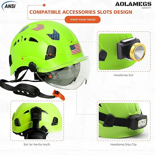 Miniatura 5 de Cascos De Construccion - Casco de construcción con visera doble aprobado por la OSHA - Casco duro ventilado con visera transparente y tintada, casco