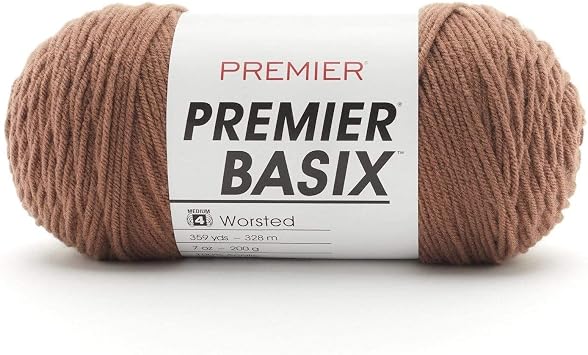 Premier Basix Worsted Yarn, Made of Acrylic, Ideal for Crocheting and Knitting, Toffee, 7 oz, 359 Yards