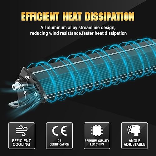 Miniatura 3 de RIGIDON Barra de luz LED de 38 pulgadas y 180 W, barra de luz delgada de una sola fila, haz combinado de haz de luz LED impermeable para camión,