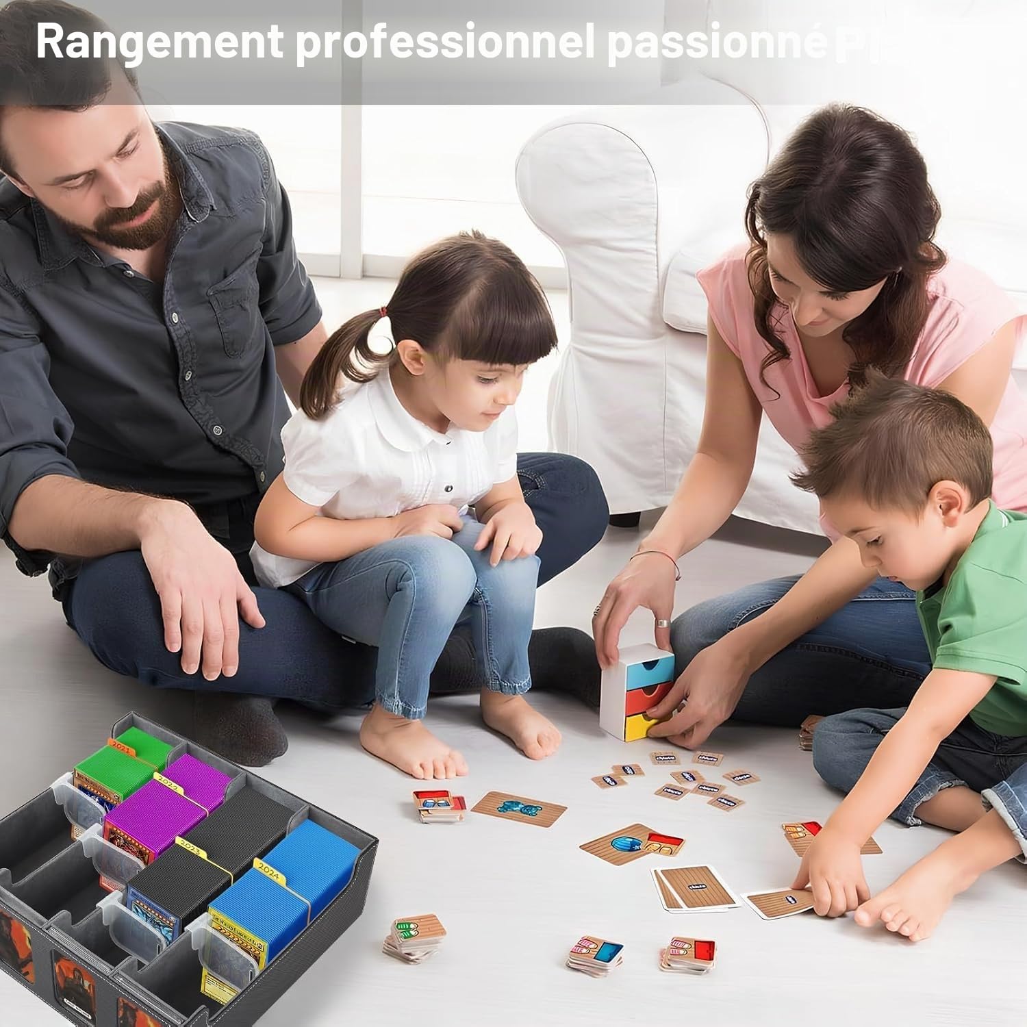 Boîte de rangement pour cartes à collectionner pour 2400+ cartes, Boîte de rangement pour cartes de jeu pour affichage Commander, Boîte MTG TCG avec 8 séparateurs de cartes ajustables, pour
