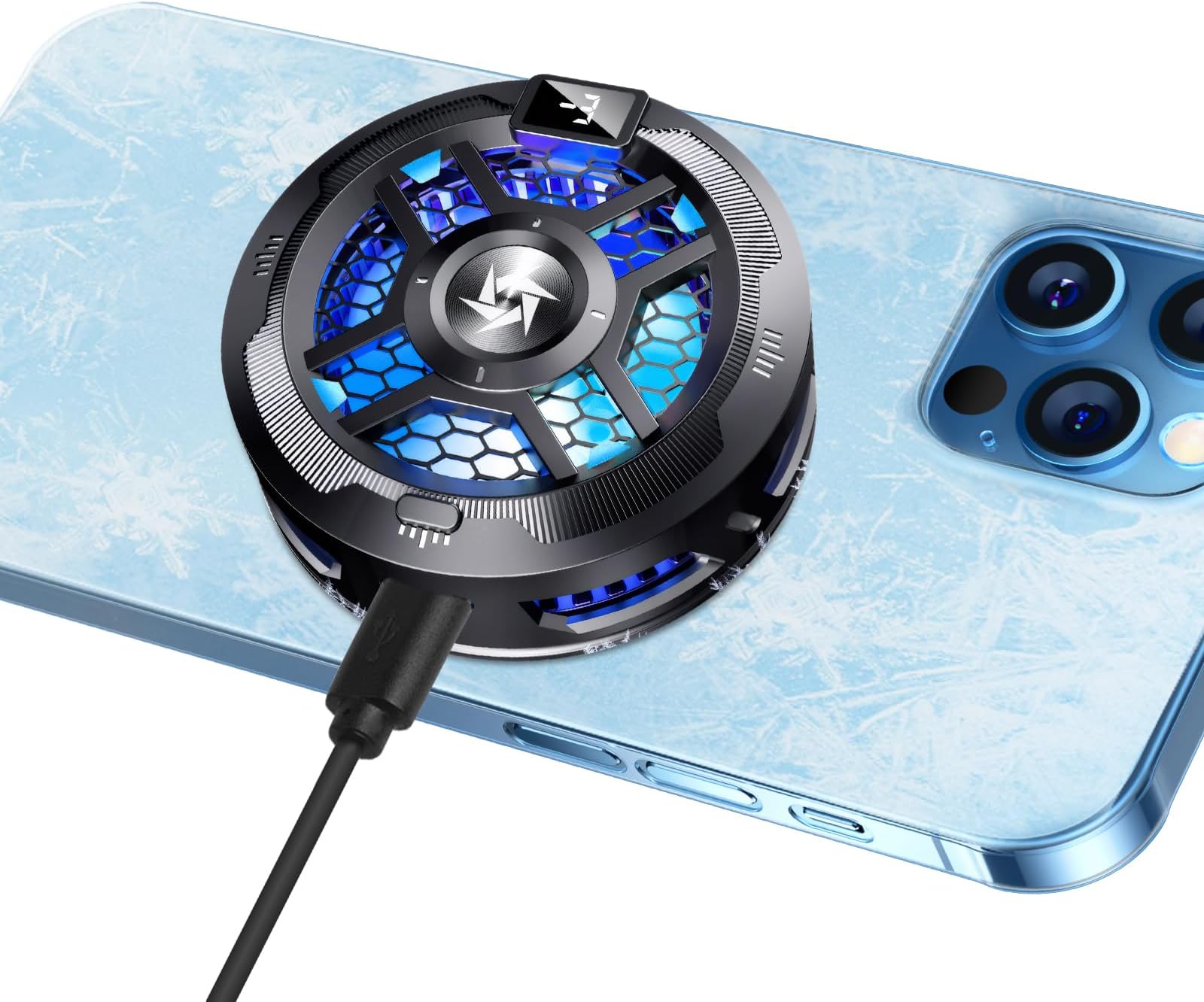 Lvcdodvd Phone/iPad Cooler for Gaming Dual Cooling Modes Magnetic Phone Cooling Fan with Magnetic Sticker Phone Clip LED iPhone Cooling Fan Compatible for iPhone/Android/iPad/Tablet/Game Controller