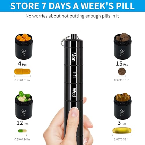 Miniatura 2 de Pastillero organizador de pastillas, 7 compartimentos, contenedor impermeable para medicamentos de emergencia, soporte para pastillas diarias, caja