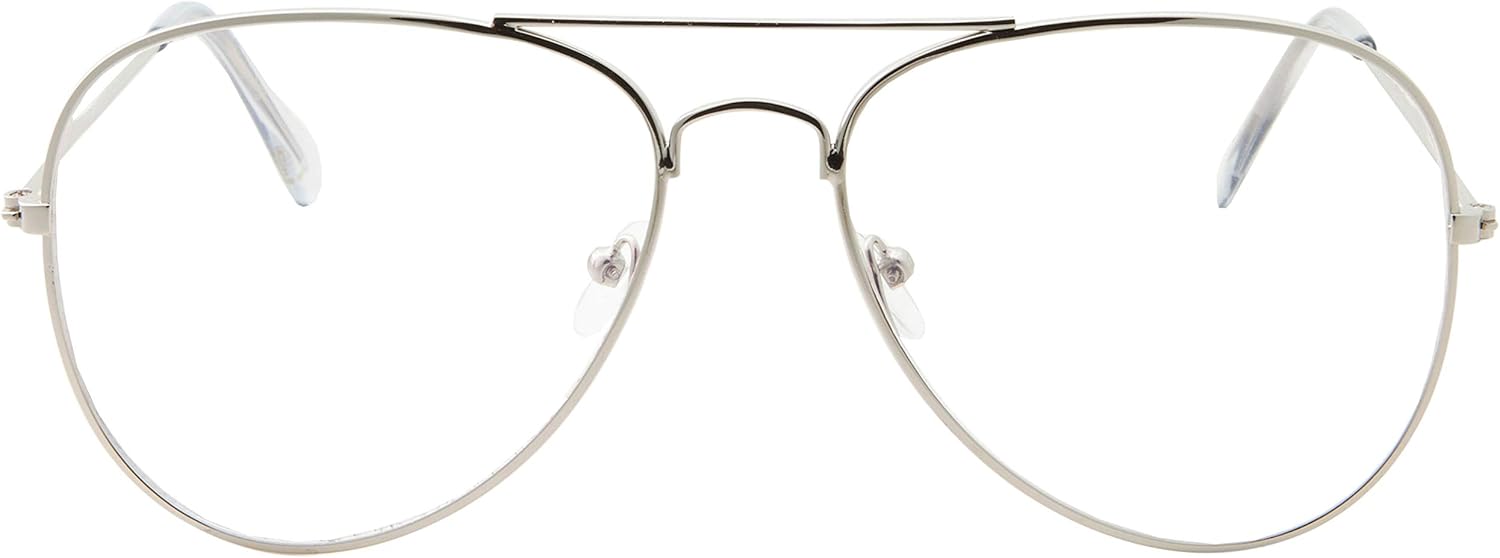 2 Pack | Blue Light UV Blocking Computer Glasses | Retro Aviator Style | Reduce Eye Strain Anti Glare Clear Lens Video Gaming Eyeglasses Men and Women (2 Silver) - Image 4