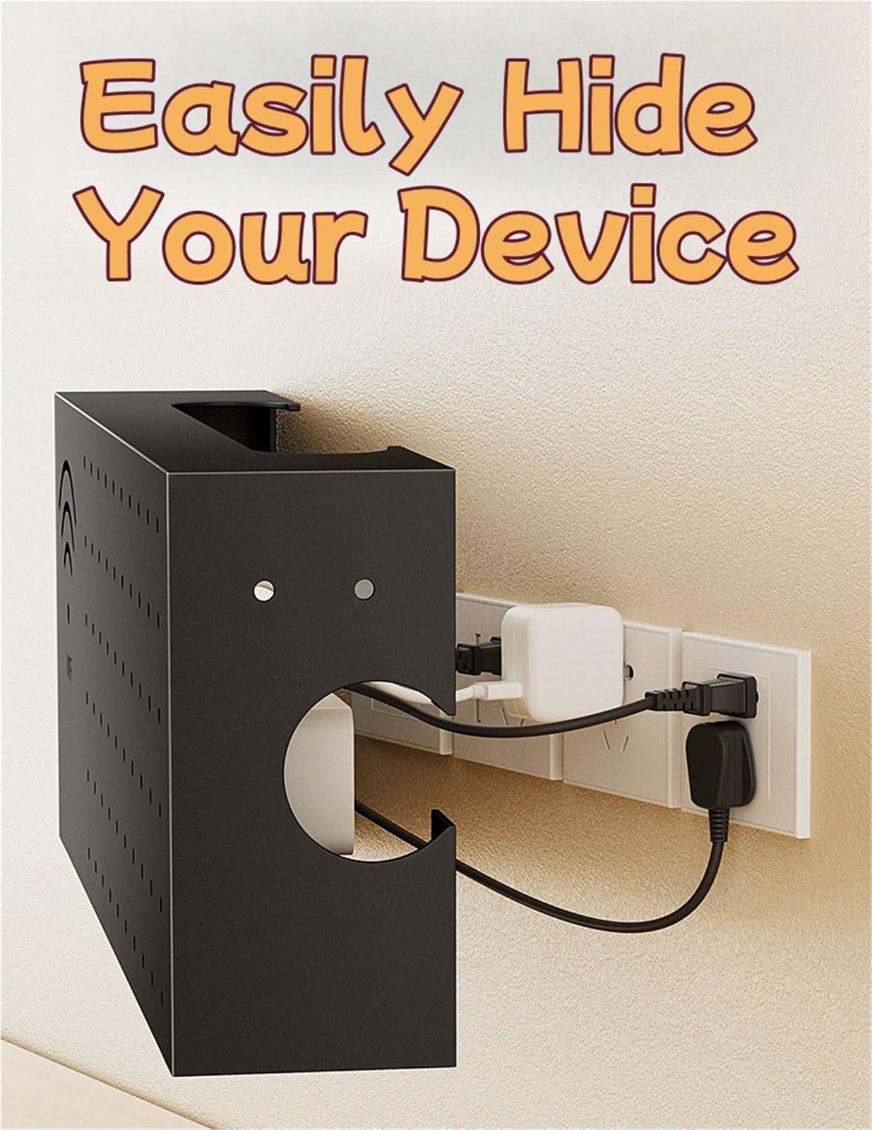 Armoire de rangement murale pour routeur avec multiprise et gestion des câbles – Étagère élégante pour économiser de l'espace pour routeurs et modems Wi-Fi – Idéal pour la maison ou le bureau