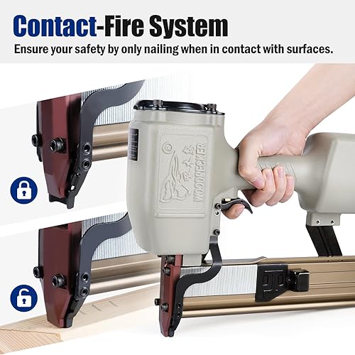 Miniatura 3 de Woodpecker - Grapadora de construcción de corona mediana de calibre 16, 7/16 pulgadas, se adapta a grapas de 1 a 2 pulgadas de longitud, pistola