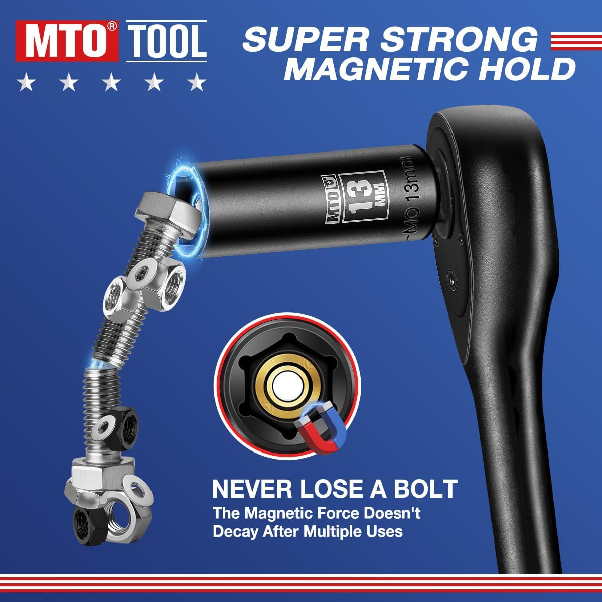 MTO 14-Piece 1/4" Drive Magnetic Deep Impact Socket Set, Metric Size (4mm-15mm) 6 Point Sockets