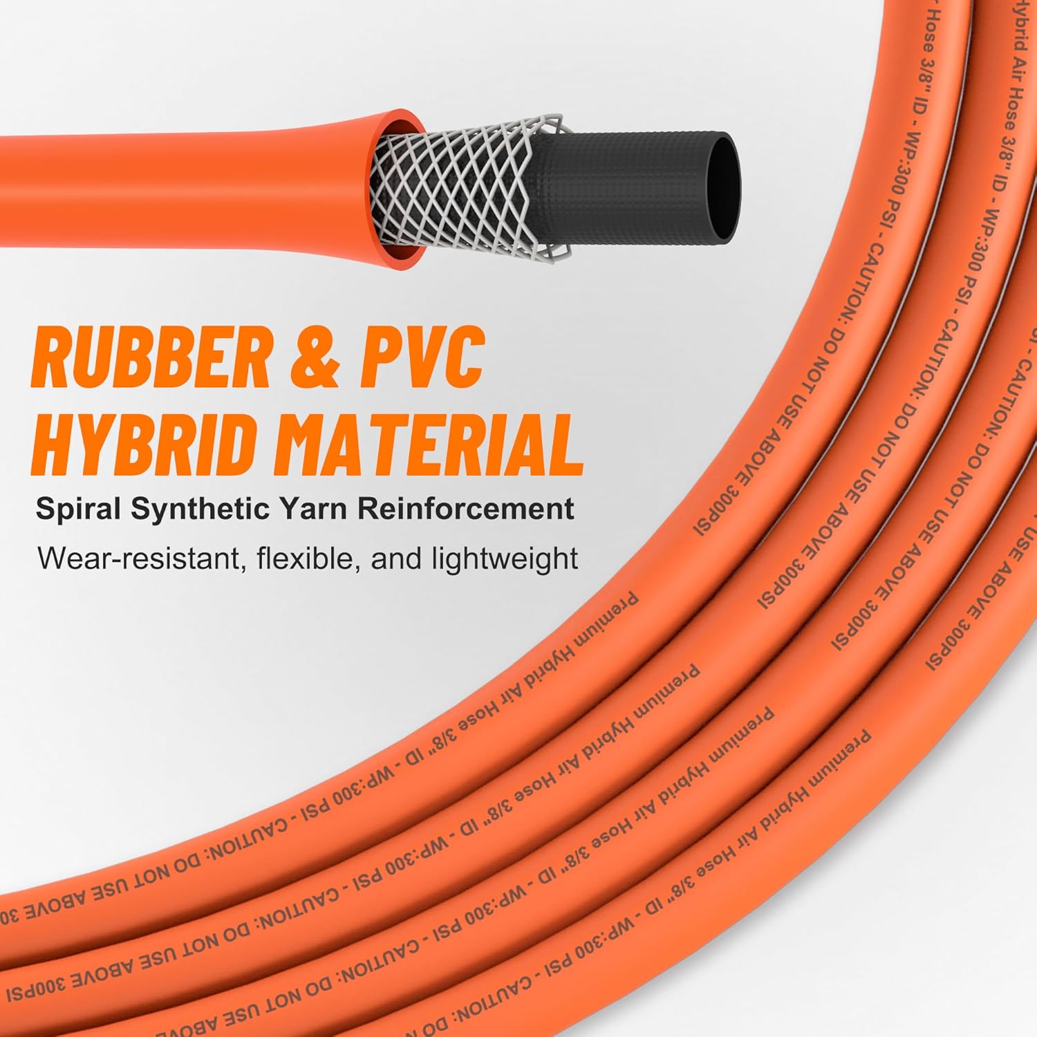 32Pcs Air Compressor Accessories Kit with 3/8 Inch x 50 FT Hybrid Hose,1/4 Inch NPT Quick Connect Fitting Air Hose Fittings,Air Coupler & Plug Kit