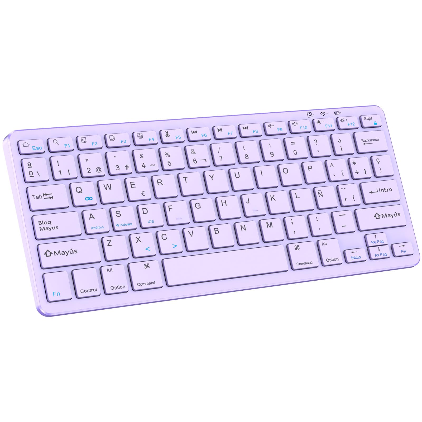 KARFUN Teclado Bluetooth, Windows/Android/iOS, Español Diseño silencioso | Compatible con iPad 10.9"/10.2"/9.7", iPad Pro 11"/12.9", iPad Air/Mini, Inteligente, Samsung/Xiaomi/Huawei/Lenovo, Moraclaro