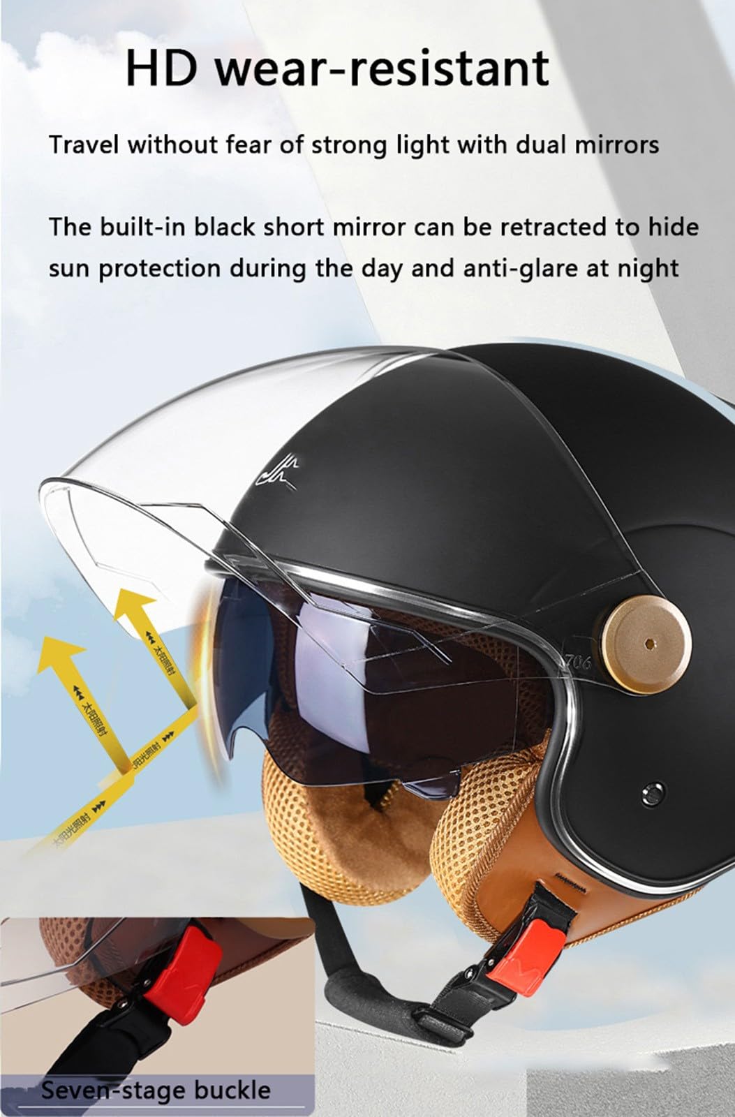 Bluetooth Casco Moto Jet con Doppia Visiera,ECE Omologato 3/4 Casco Moto Aperto Casco Moto Aperto per Crash Mofa Scooter Chopper Racing Casco per Donna e Uomo N,M=57-58cm
