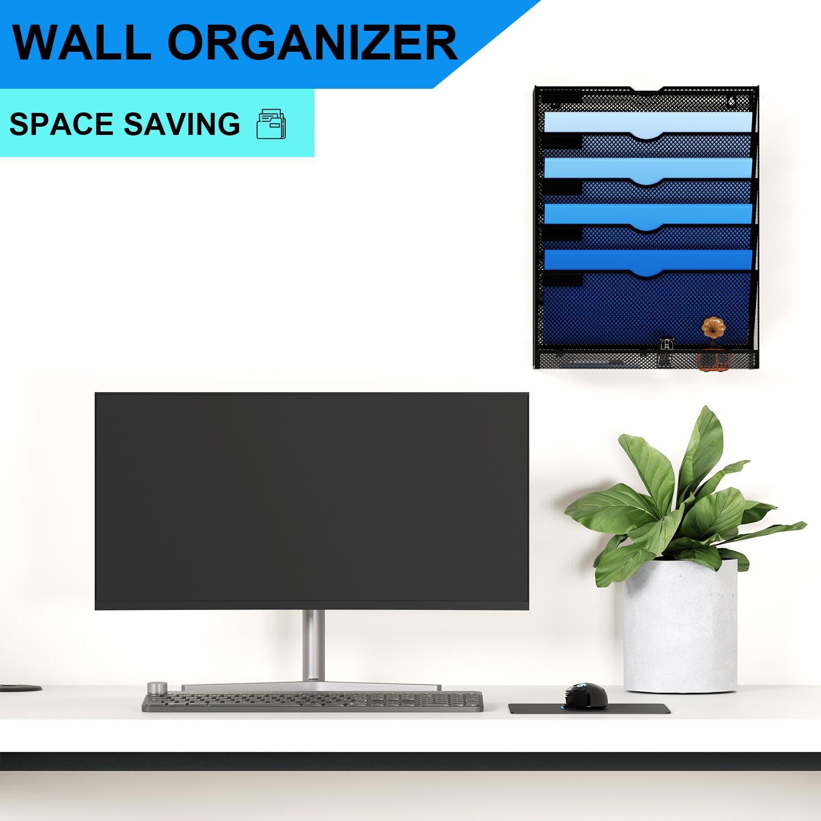 Cubicle Paper Rack Hanging Wall File Organizer 6 Tier Wall Mounted Mail Paper Folder ...