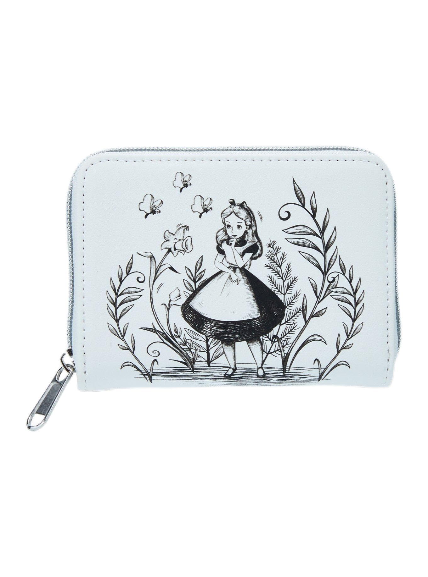 Loungefly Disney Alice In Wonderland Black & White Mini Zipper Wallet BLACK NONE