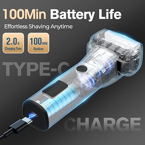 Miniatura 6 de Maquinilla de afeitar eléctrica inalámbrica de 5 cuchillas para hombres, afeitadoras eléctricas de 2 velocidades para la cara de los hombres,