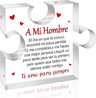 Yopyame Romantic Gifts for Him - Engraved Acrylic Block Puzzle Spanish Romantic Gifts Christmas Gift to My Man Anniversary Valentine's Day Acrylic Keepsake Paperweight Gift for Him Boyfriend Husband
