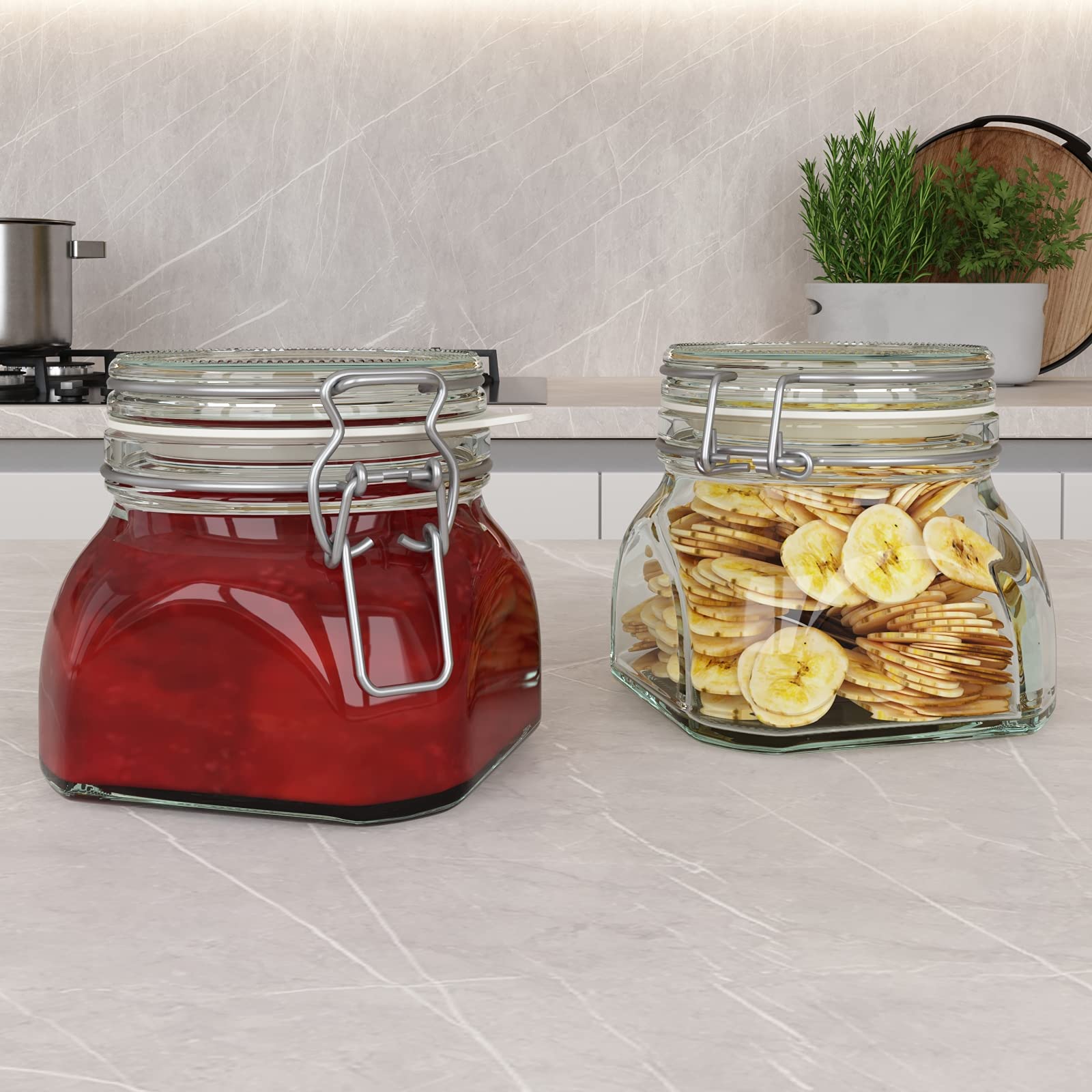 Wellgro Einmachglas mit Bügelverschluss - 550 ml Bügelverschlussglas - Glas Made in Germany - Menge und Farbe wählbar, Farbe:Weiß, Stückzahl:24 Stück