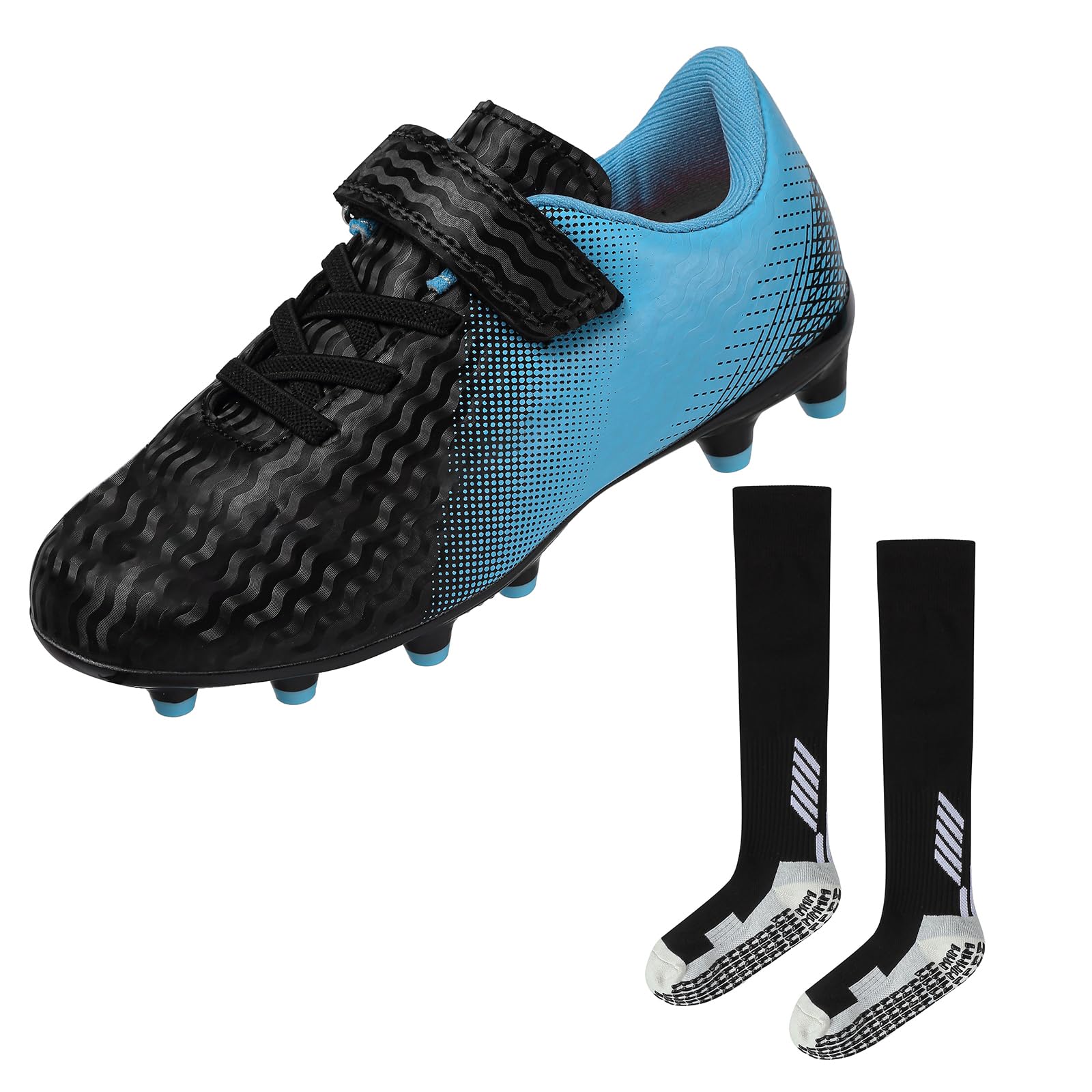 Kids Soccer Cleats Boys Girls Football Cleats with Socks Youth Baseball Shoes Tacos de Futbol para Niños Turf Soccer Boots Toddler Football Boots Professional Training Athletic Shoes