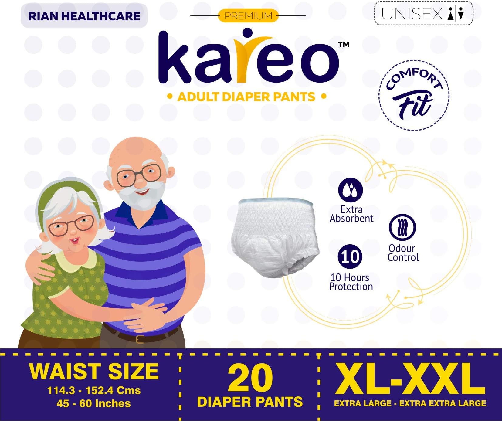 Kareo Pant Style Adult Diapers XL-XXL Size - Pack of 20 Diapers