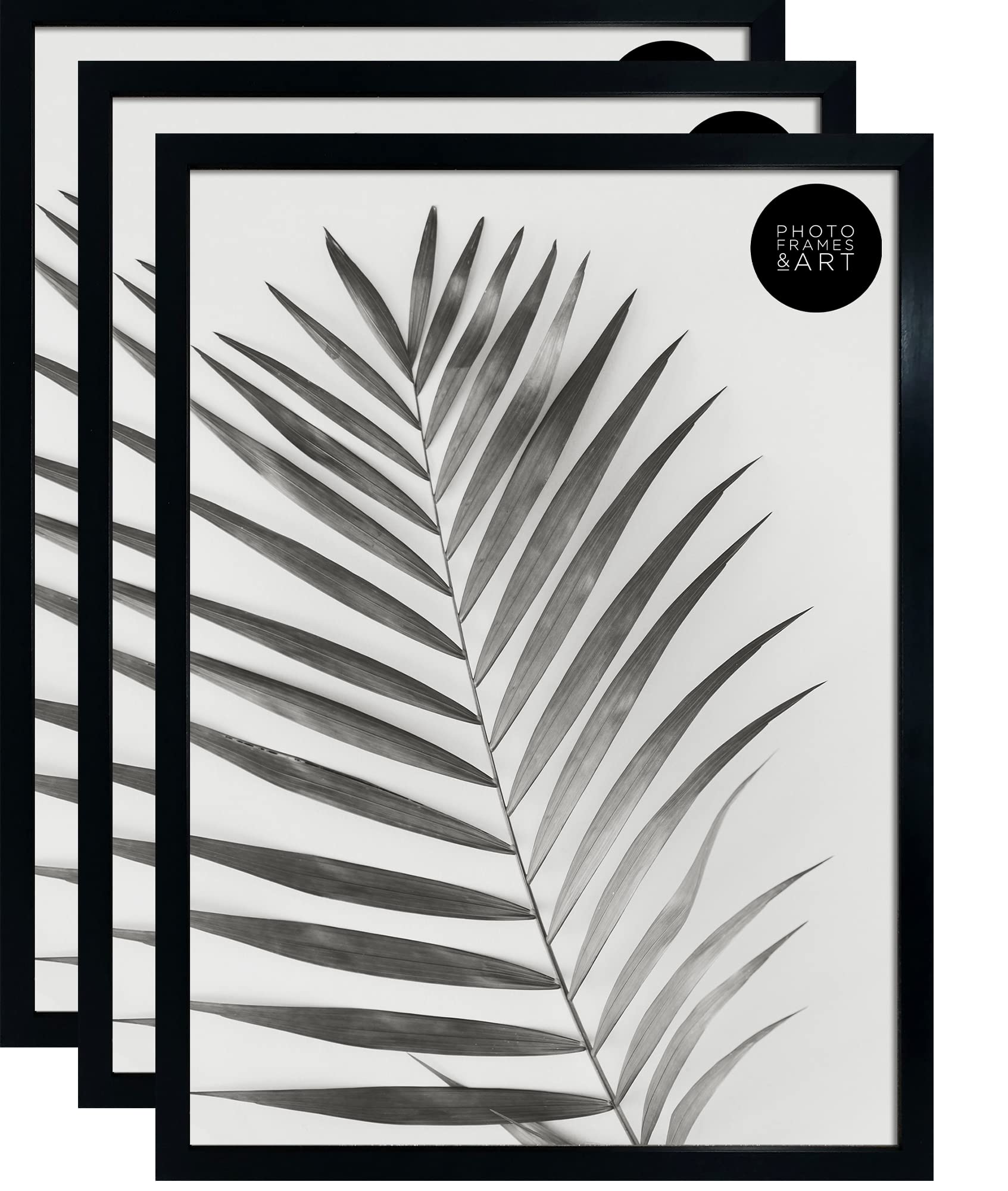 pf+a Perspex Window Pack of 3 A2 Poster Frames - A2 Black Frames/Set of 3 A2(42x59.4cm) Black Picture Frames