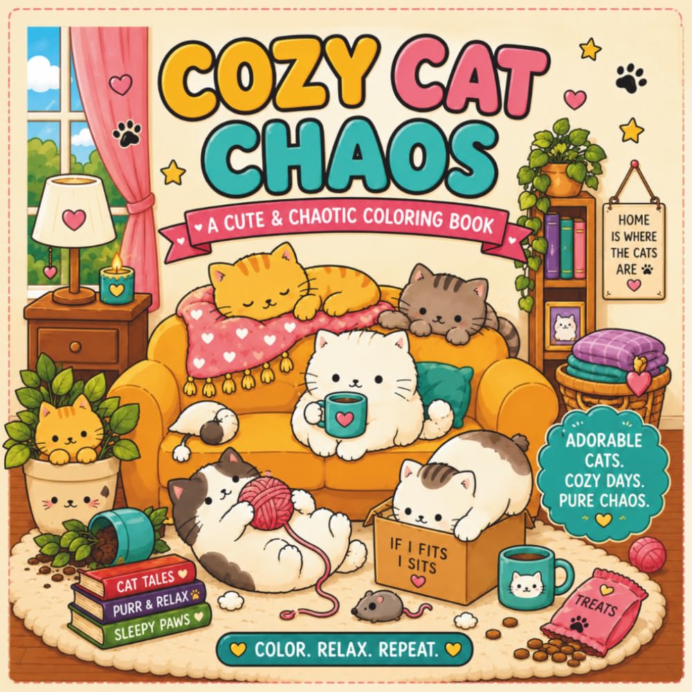 Cozy Cat Chaos: A Cute & Chaotic Coloring Book (Cozy Cat Chaos Collection)