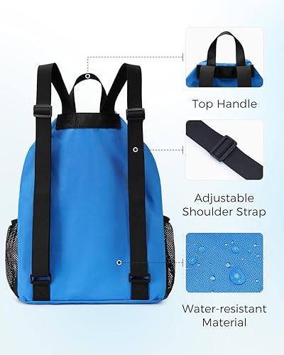 Miniatura 7 de Mochila de malla con cordón y compartimento para zapatos, mochila deportiva para gimnasio con bolsillos de malla, mochila de playa para natación,
