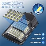 Solar Street lumières extérieures, 8500K LED Lampe solaire à lumière de dusk to dawn Lampe étanche avec détecteur de mouvement Lampes de sécurité murales pour jardin, cour, garage, jardin