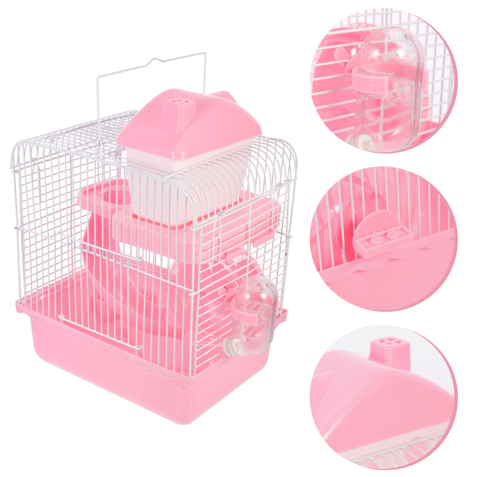 UPKOCH Casetta Rifugio per Criceti e Ratti, Piccolo Nascondiglio Rosa | Design a Doppio Strato, Abs e Ferro, per Ratto e Hamster, Uso Decorativo Domestico Tutto L'anno