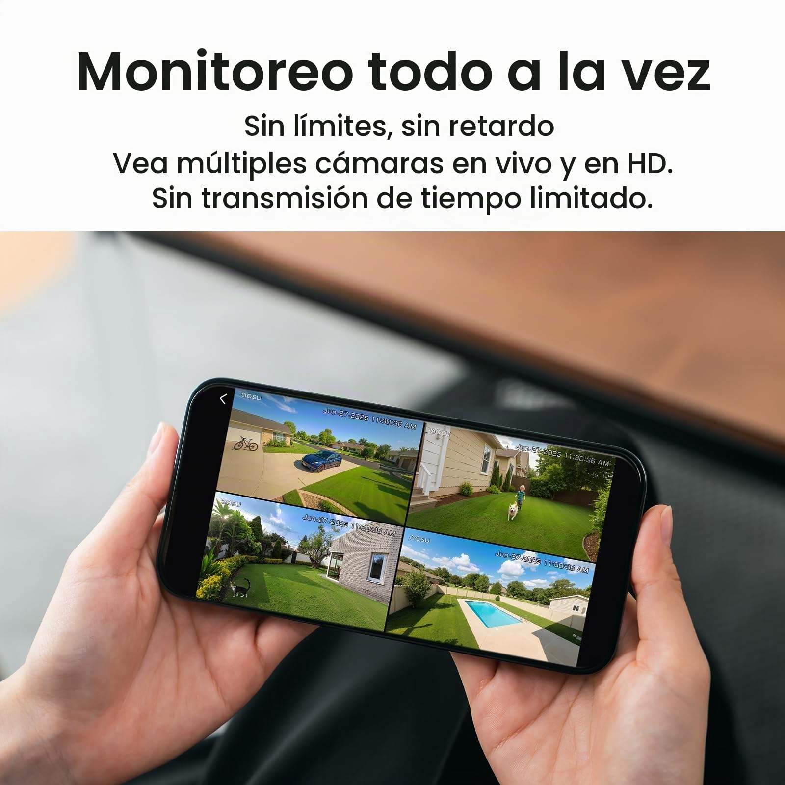 aosuT2 Ultra 4K Camara de Vigilancia Solar Exterior, 4 Cámaras Truecolour