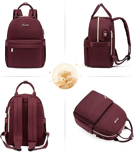 Miniatura 6 de LOVEVOOK Mini mochila para mujer, mochila pequeña, bonita mochila a la moda, Rojo vino, Mochilas Daypack