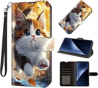Wallet Case with Wrist Strap for Cricket Magic 2 5G 2024 U655AC/ATT Propel 2 5G U655AA–Cat Autumn, Flip PU Leather Magnetic Closure Cover with RFID Blocking Credit Card Holder
