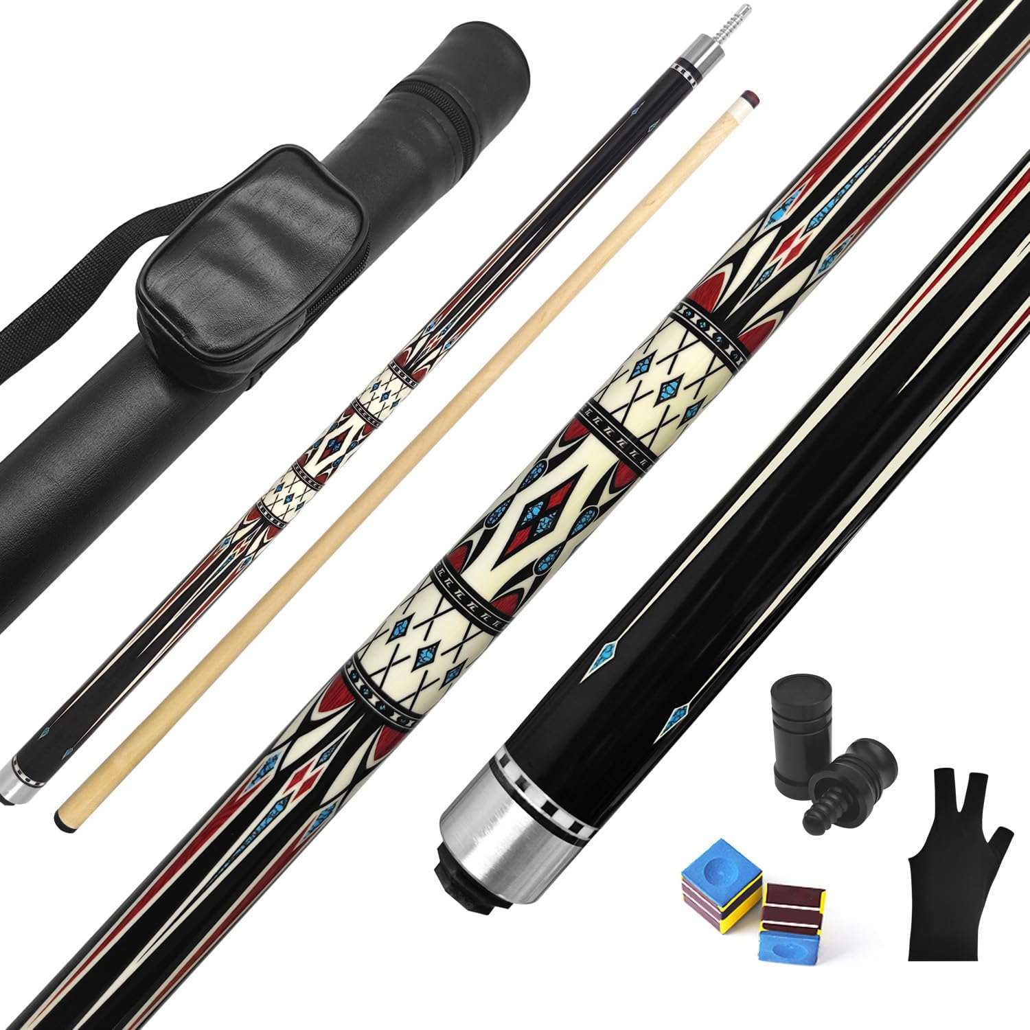 2-Piece Canadian Maple Pool Cue Stick with Portable Hard Case -12.5mm Leather Tip, 58" Billiard Sticks 19 oz/ 20 oz - Precision Crafted for Straight Shots and Balanced Performance