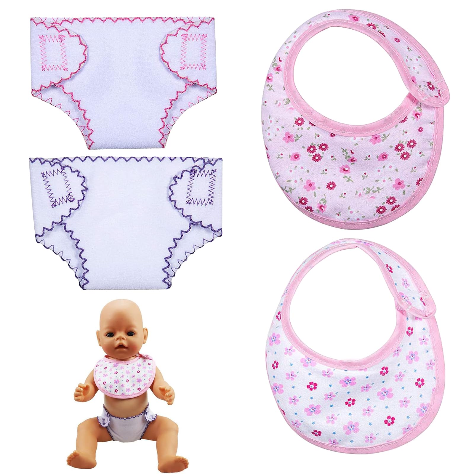Puppenwindeln Set 4 Stück - Wiederverwendbare Windeln Für 18 Zoll Babypuppen