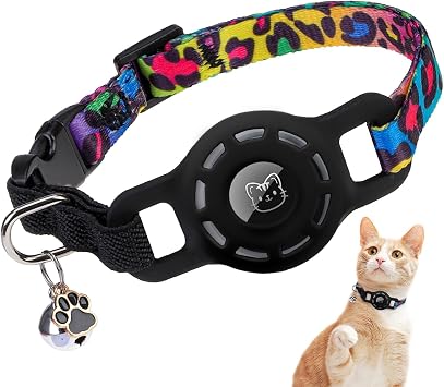 BINGPET AirTag Cat Collar Breakaway, Collar with Airtag Holder and Bell