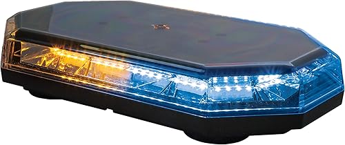 Buyers Products 8891068 Mini barra de luz LED octogonal de 15 pulgadas, ámbarazul, 56 LED, 10 patrones de flash, montaje permanente o magnético, 3.2