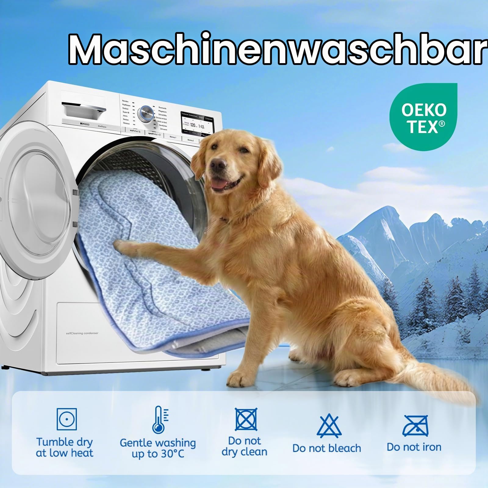 Kühlmatte für Hunde, 88x66cm Kühlmatte Hund Selbstkühlend mit PCM und Thermochromer Technologie für groß Hunde, doppelseitige, Q-Max > 0.5, Verdickt Waschbar ungiftig Kühldecke Hund - Blau