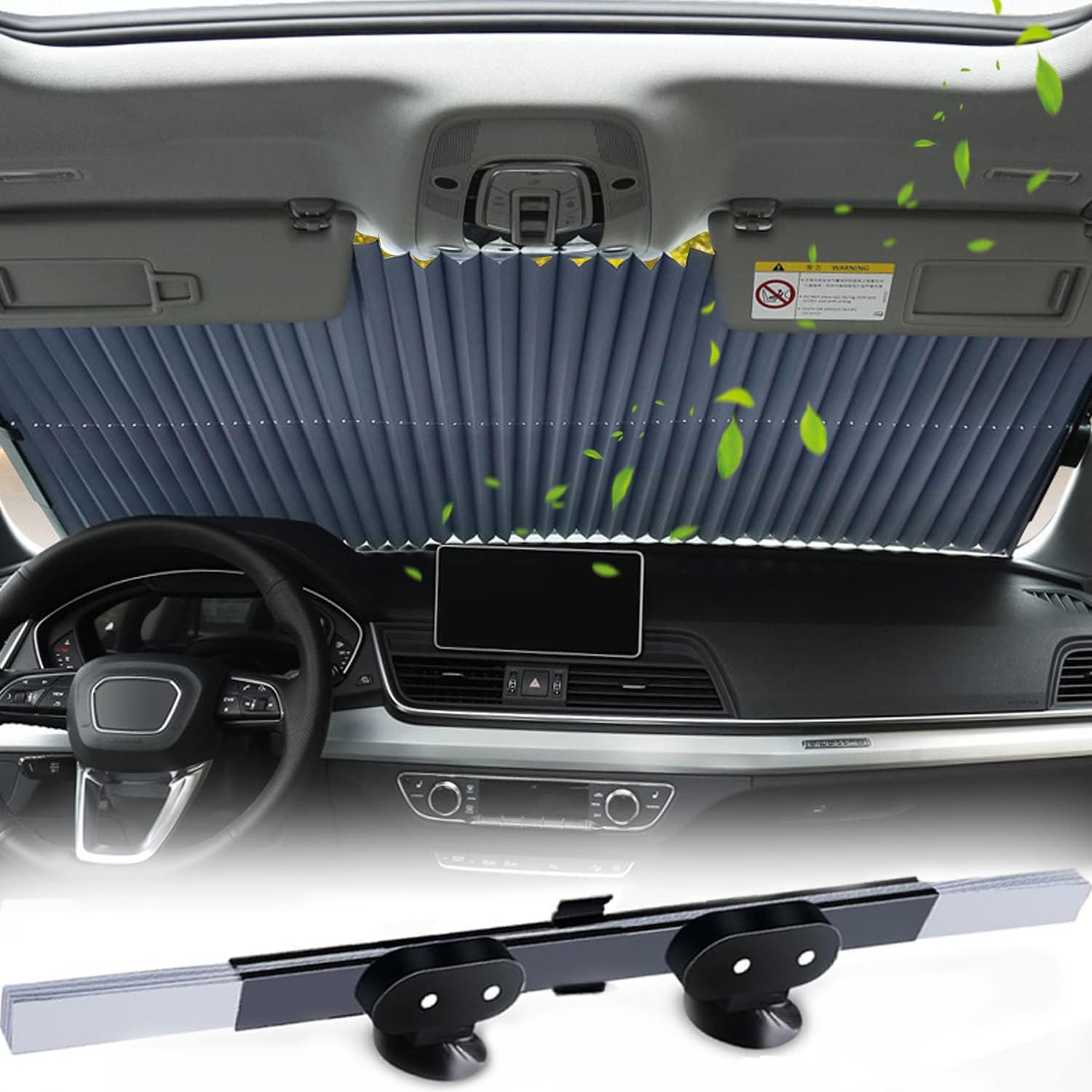 Parasol de Coche para el Parabrisas, Parasol Coche Delantero, Visera Protección Solar Retráctil Automática para Parabrisas de Coche con Protección de Ventosa, Cortina con Protección UV